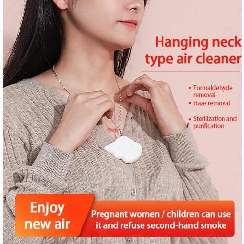 480mAh Wearable Air Purifier Necklace Portable Mini Ionizer USB Ioniser Air Fresher Negative Ion Ozone Generator For Adults Kid