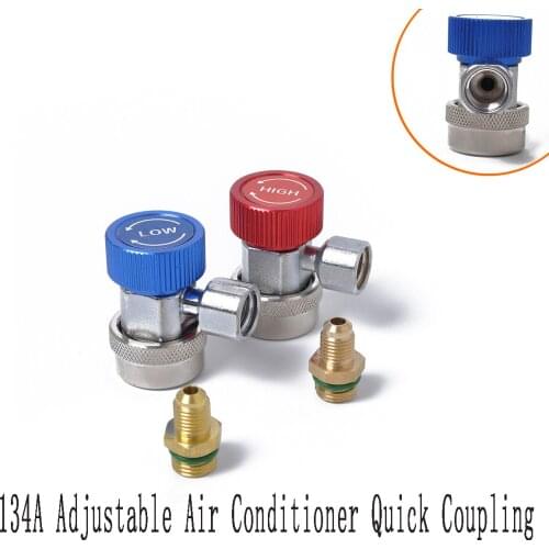 134A Adjustable Air-conditioning Quick Coupling Refrigerant Meter Fluoride Valve (a Pair of Red and Blue) Refrigeration Tools