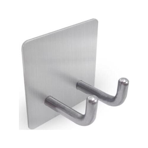 1pc Self Adhesive Hooks Heavy Duty 304 Stainless Steel Coat Key Wall Mounted Hooks Waterproof Bathroom Kitchen Towel Hook
