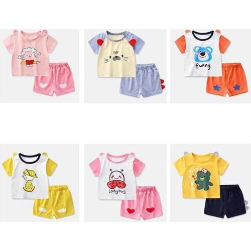 Tops + Shorts 2 Piece Set Summer Kids Clothes Boys Girls Short Sleeve Suit Fashion Cute Girl Set 6m-4t Baby Outfits