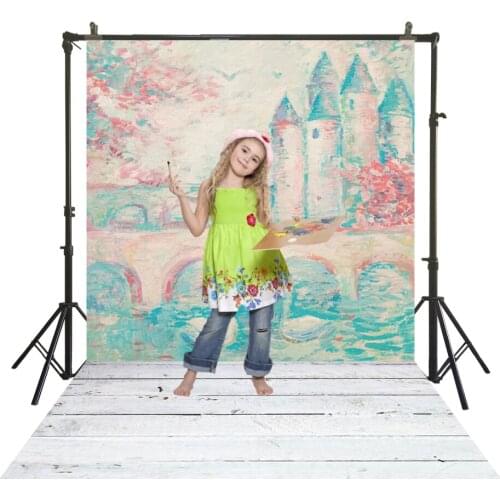 Traditional Studio Backdrop Rustic Oil Painting Swan Castle Photography Polyester Back Drops Baby Kid Portrait Booth Background
