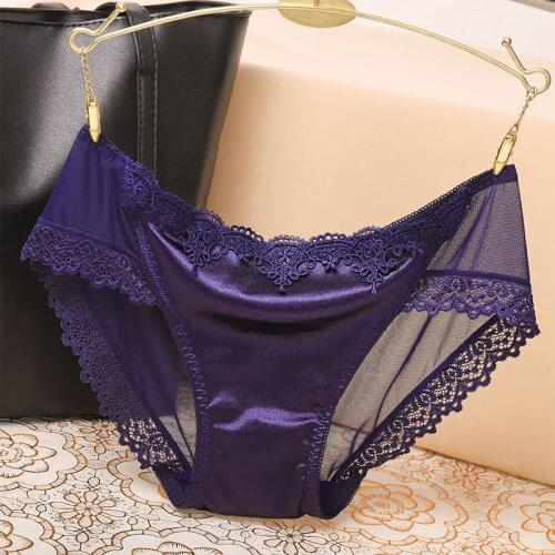 Heliar Sexy Seamless Underpants Silk Female Intimate Transparent Underwear For Women Erotic Lingerie Lace Up Panties Breathable