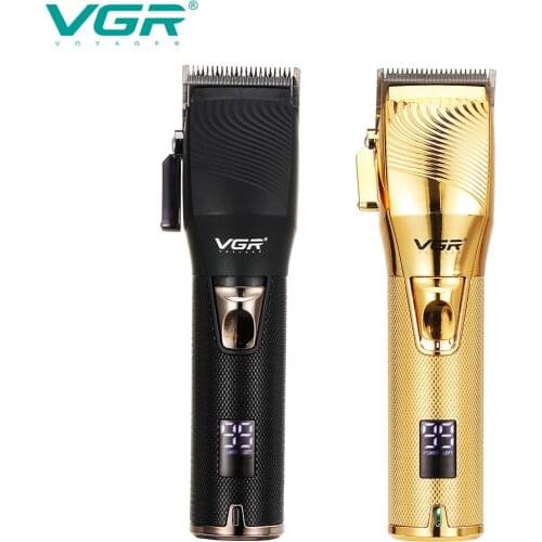 VGR New shaved hairdresser. Electric number oil tip push scissors. Metal fader charging hair clipper