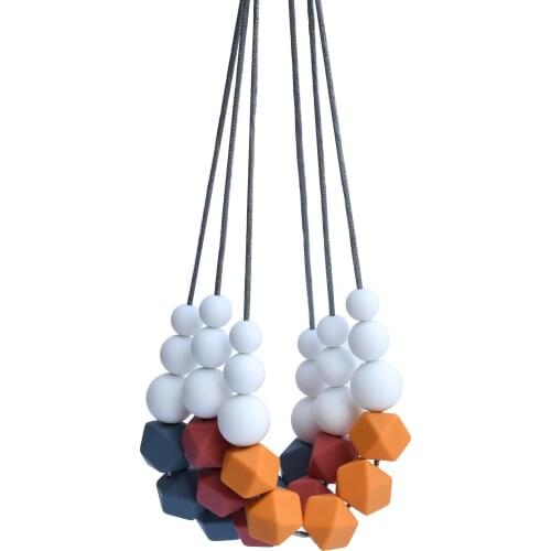Mabochewing 1pcs Handmade Round Beads Geometric Hexagon Silicone Beads Teething Necklace Baby Chewing Teethers