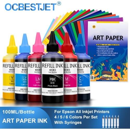 6x100ML Universal Art Paper Ink Art Pigment Ink For Epson L1300 L1800 1500W L800 T50 P50 1390 1400 1410 1430 R270 R290 R330 R260