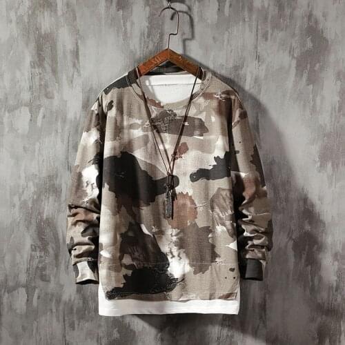 2021 new Crewneck Sweatshirt Men 2020 Camo Patchwork Hip Hop Japanese Streetwear Harajuku Hoodie Men Sweatshirts Male Hoodies