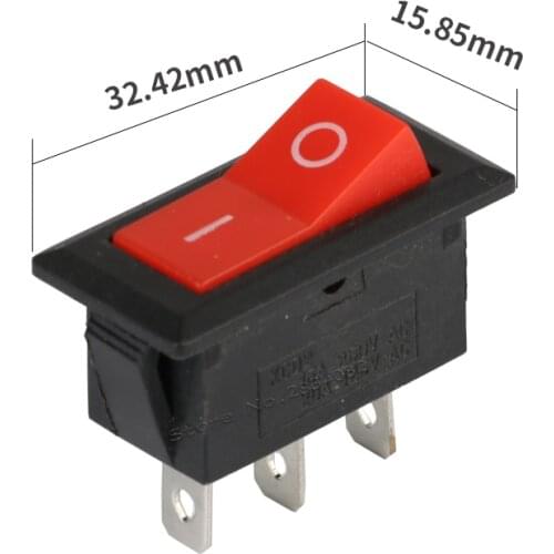 3 pins 15A/250VAC 20A/125VAC SPDT rocker boat switch 2 position 2 files ON OFF latching rectangle power switch red