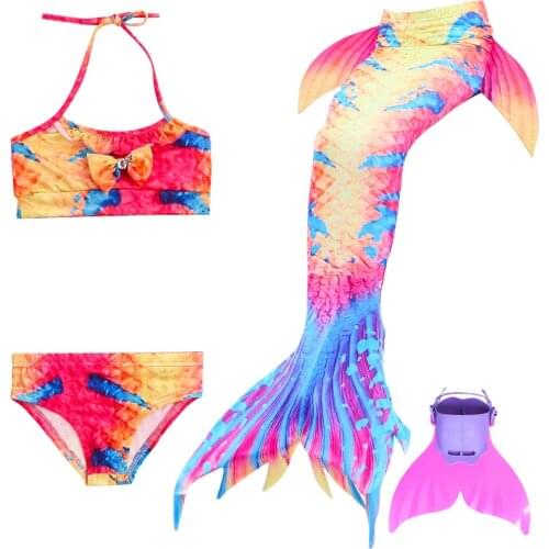 4PCS/Set Kids Girls Mermaid Swimming Tail Swimsuit Summer swim dress mermaid tails monofin
