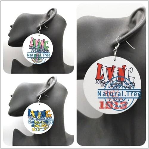 Free Shipping!!living my best life wooden earrings