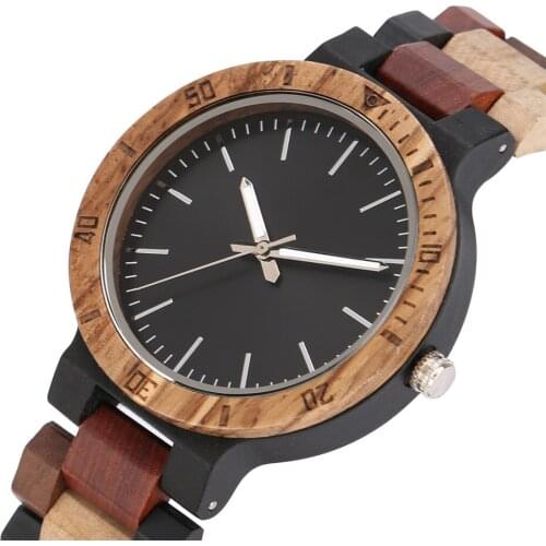 Colorful Bangle Wooden Men Watch Quartz Movement Simple Round Watch Dial Silver Pointer Design Mens Watches Luxury Wooden Clock