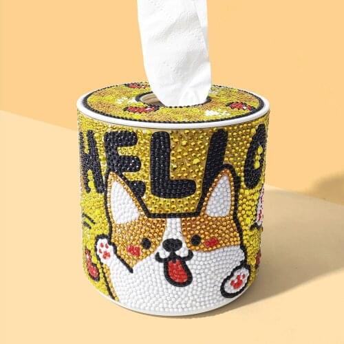 Cylindrical Diamond painting Tissue Box Three-dimensional handmade art Diamond embroidery Roll Cylinder Tissue Box Home Decor