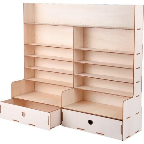 Wood Paint Rack Shelf Pigment Ink Bottles Organizer Storage Stand Holder with Cabinet Good Stability and Table Rack