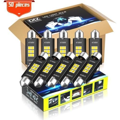 DXZ 50Pcs Festoon-41MM C5W C10W LED Bulbs Canbus 3030 6-SMD NO ERROR Car Interior Map Dome Reading Lights 12V 3W Auto Lamp