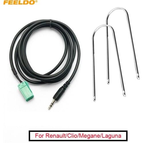 FEELDO 1Set Aux In Input 3.5mm Adapter & Radio removal keys For Renault Clio Megane Laguna MP3 For iPod /iPhone #FD-1731