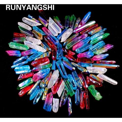 50g/bag Electroplate Natural Crystal Energy Column Color-plated Unicuspid Natural Crystal Ornaments Garden decoration