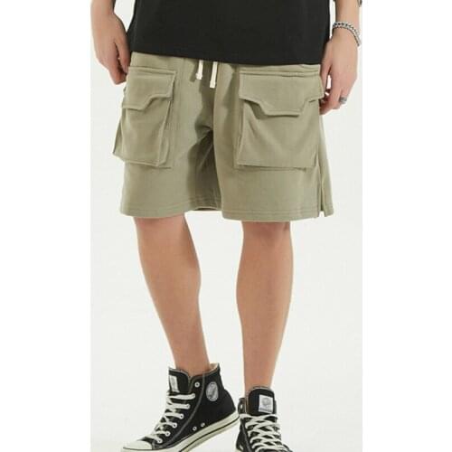 Large Pocket Cotton Terry Sweat shorts Elastic Waist Terry Jogger Five Pockets Styling