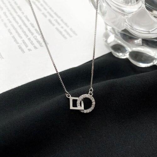 JIAYIJIADUO 925 sterling silver geometric simple zircon necklace, ladies simple clavicle chain necklace gift