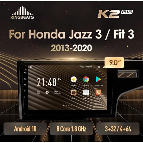 KingBeats Android Octa-Core head unit HU 4G in Dash Car Radio Multimedia Video Navigation GPS For Honda Jazz 3 2015 - 2020 Fit 3 GP GK 2013 - 2020 Right hand driver no dvd 2 din Double Din Android Car Stereo 2din