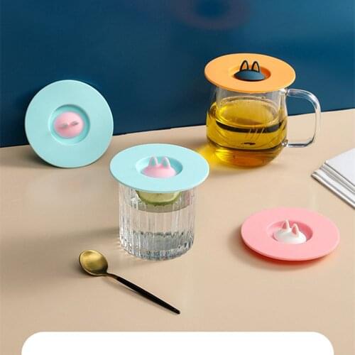 Cat Ears Coffee Mug Heat Preservation Reusable Sealed Cover Suction Lid Anti-Scalding Cup Cover