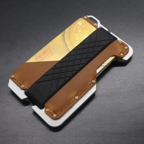 Metal Clip EDC Wallet Aluminum Metal RFID Blocking Credit Card Holders Genuine Leather Minimalist Card Wallets For Men Women