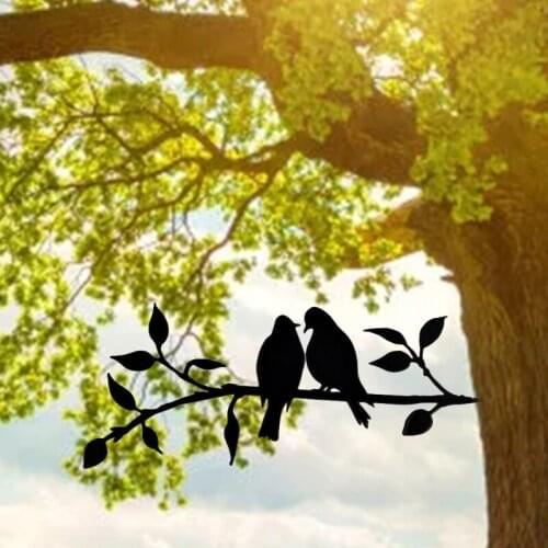 Metal Bird Silhouette Statue Tree Artwork Backyard Decoration for Garden Yard Patio Outdoor Ornaments L69B