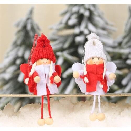 2Pcs Lovely Knitted Plush Angel Doll Christmas Pendant Christmas Tree Decorations for Home Ornaments New Year 2022 Xmas Decor