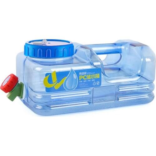 5.5L PC Reusable Plastic Car Portable Water Storage Bucket Thicken With Faucet Anti Splash Jug Container For Camping Travel