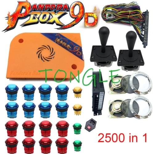 NEW Pandora box 9D 2500 in 1 arcade version jamma game board HDMI VGA DIY arcade ktis with joystick black cap buttons speakers