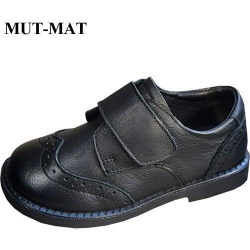 2020 new Childrens leather boys and girls black casual shoes single shoes spring and autumn etiquette shoes performance shoes