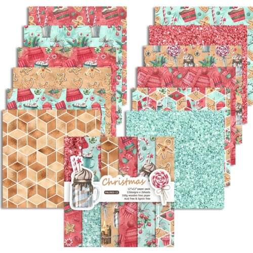 New 12 Inch The Gingerbread Man Christmas Patterns Handmade Background Scrapbook Paper 24 Sheets,DIY Origami Craft Art Home Deco