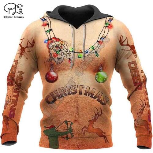 PLstar Cosmos 3DPrint Merry Christmas Santa Claus Hunting Harajuku Streetwear Funny Men Women Zip Hoodie/Sweatshirt/Jacket/c1