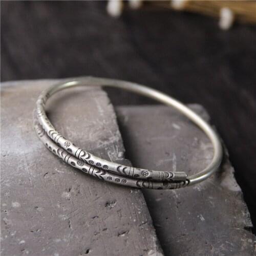Silver silver 925 sterling silver bracelets Do old vintage ms contracted open fine hand ring Handmade silver Thailand