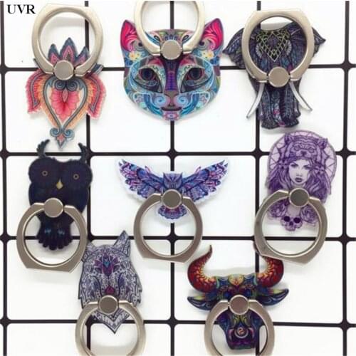 Owl Cow Animal Finger Ring Smartphone Stand Holder Mobile Car Phone Holder Stand For iPhone 11 Acrylic All Smart Phone
