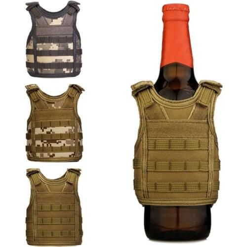 Tactical Beer Bottle beer vest Cover Military Mini Miniature Molle Vest Personal Bottle Drink Set Adjustable Shoulder Straps