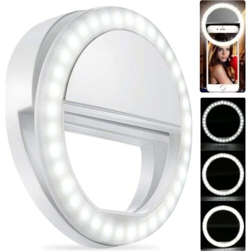 Universal Selfie Lamp Mobile Phone Lens Portable Flash Ring 36 LEDS Luminous Makeup Clip Light For iPhone 12 11 XR Plus Samsung