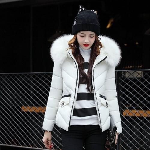 Parkas Mujer 2020 Womens Jacket Hooded Fur Collar Winter Coat Female Short Slim Down Jackets Women Cotton Parka WXF213