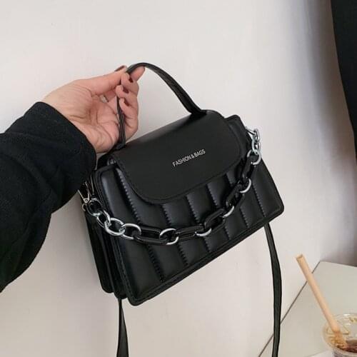 New Fashion Designer Handbags Small Shoulder Bag Solid Pu Leather Crossbody Bags For Women Simple Chain Flap Bag