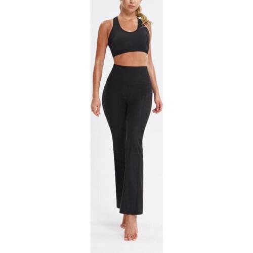 Womens Solid Color High Waist Flare Pants Fashion Slim Trousers Stretchy Fitness Quick-Drying Leggings