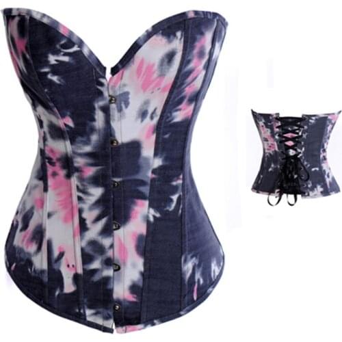 Women Sexy Vintage Lace Corsets Bustiers Thong Lingerie Hot Lacing Corslet 2826