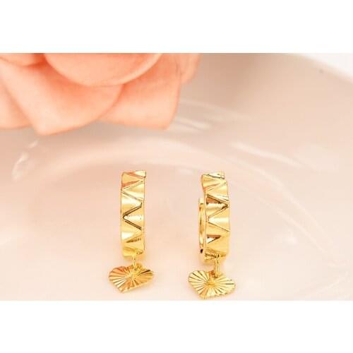 Gold Heart drop Earrings Women/Girl,Love Trendy fashion Jewelry wedding bridal party kids children best gift