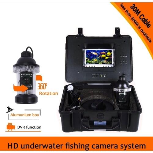 1 set)30M Cable Panning camera system DVR Function Underwater fishing camera 360 degree rotation Camera 8G Card gift Free ship
