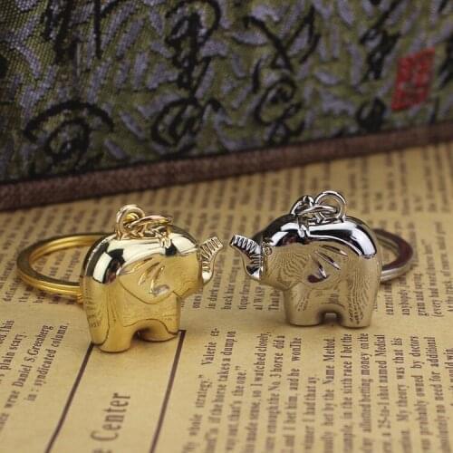 24Pcs/Lot Polishing Elephant Shining Charm Key Chains Lucky Amulet Cute Gift For Woman Man Car Pendant Jewelry Keychain