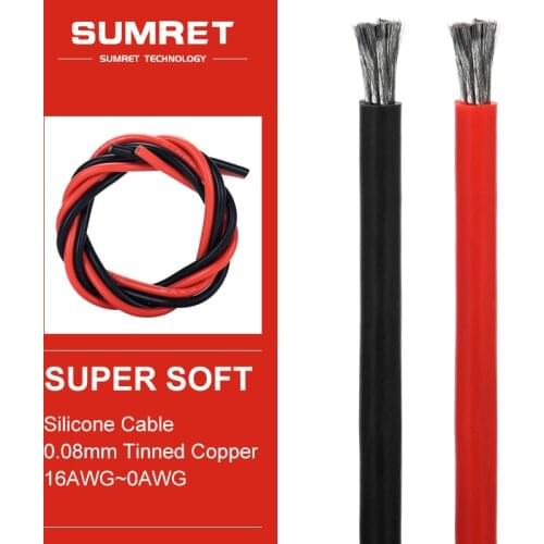 4 2 0AWG Inverter Super Soft Silicone Cable High Temperature Resistant Tin-plated Copper Wire High Current Cable for UPS Battery