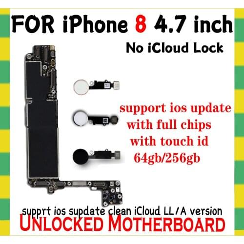 4G Wcdma Gsm Lte Network Logic Board Full Chipis WITH/WITHOUT Fingerprint Touch ID Unlocked For IPhone 8 64GB 256GB Motherboard