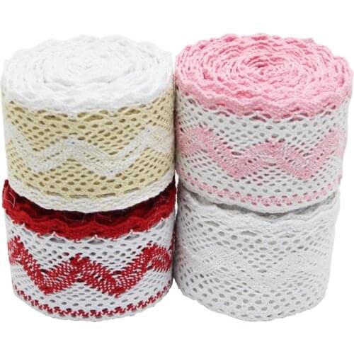 5Meter/roll) 60mm color Cotton Embroidered Lace Net Ribbons Fabric Trim DIY Sewing Handmade Craft Materials