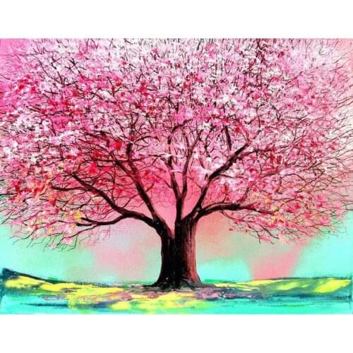 5D DIY Diamond Painting Pink cherry tree Full Drill Diamond Embroidery Cross Stitch Mosaic Craft Kits Home Decor Christmas Gift