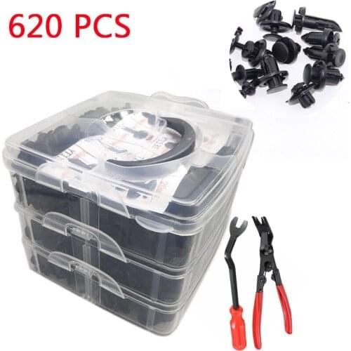 620 Pcs Fastener Clips Mixed Car Fasteners Door Trim Panel Auto Bumper Rivet Retainer Push Engine Cover Fender with Box
