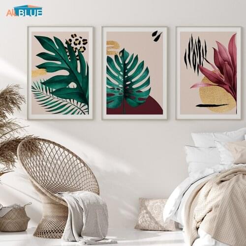 Abstract Green Plants Leaves Picture Wall Poster Modern Style Canvas Print Painting Art Aisle Living Room Unique Home Decoration