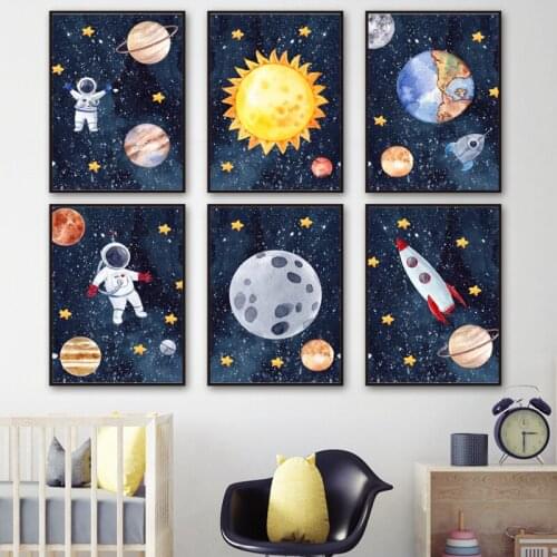 5D DIY Diamond Painting Cartoon Astronaut Sun Earth Moon Star rocket Cross Stitch Kit Full Drill Square Embroidery Wall Decor