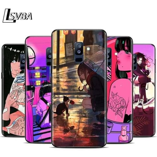 Anime Neon Color Art Girl For Samsung Galaxy A9 A8 A7 A6 A6S A8S A5 A3 Star Plus 2018 2017 2016 Soft Phone Case